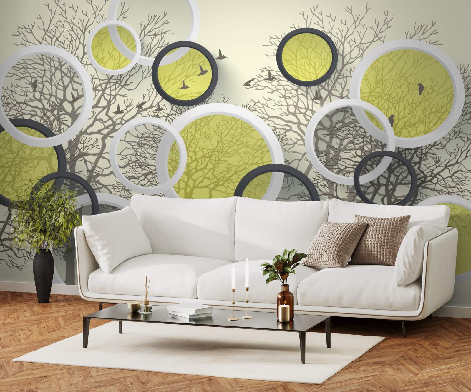 Fototapet cercurile lentilei reflectă textura copacilor