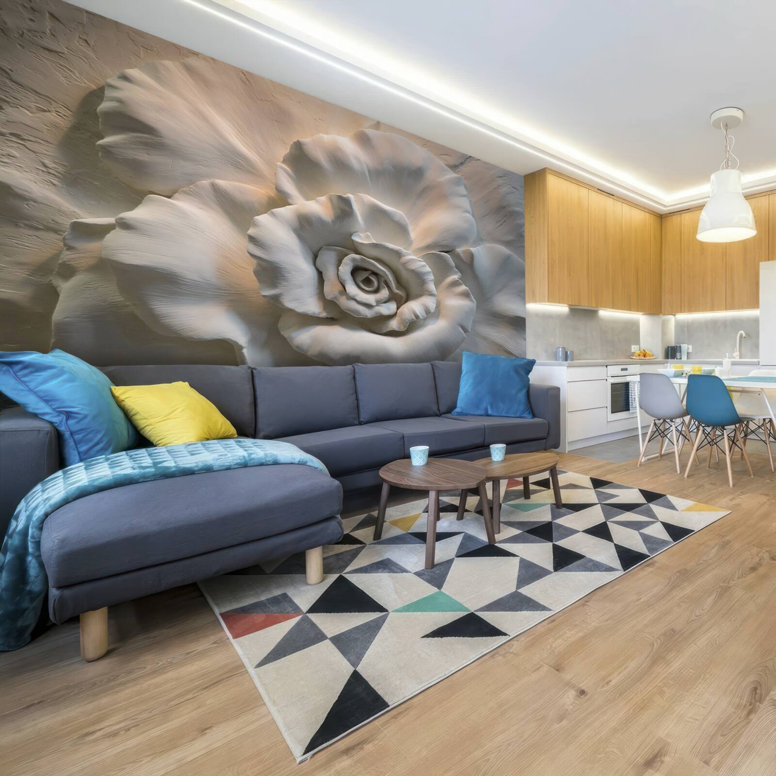 Fototapet prim-plan al unui trandafir alb uriaș