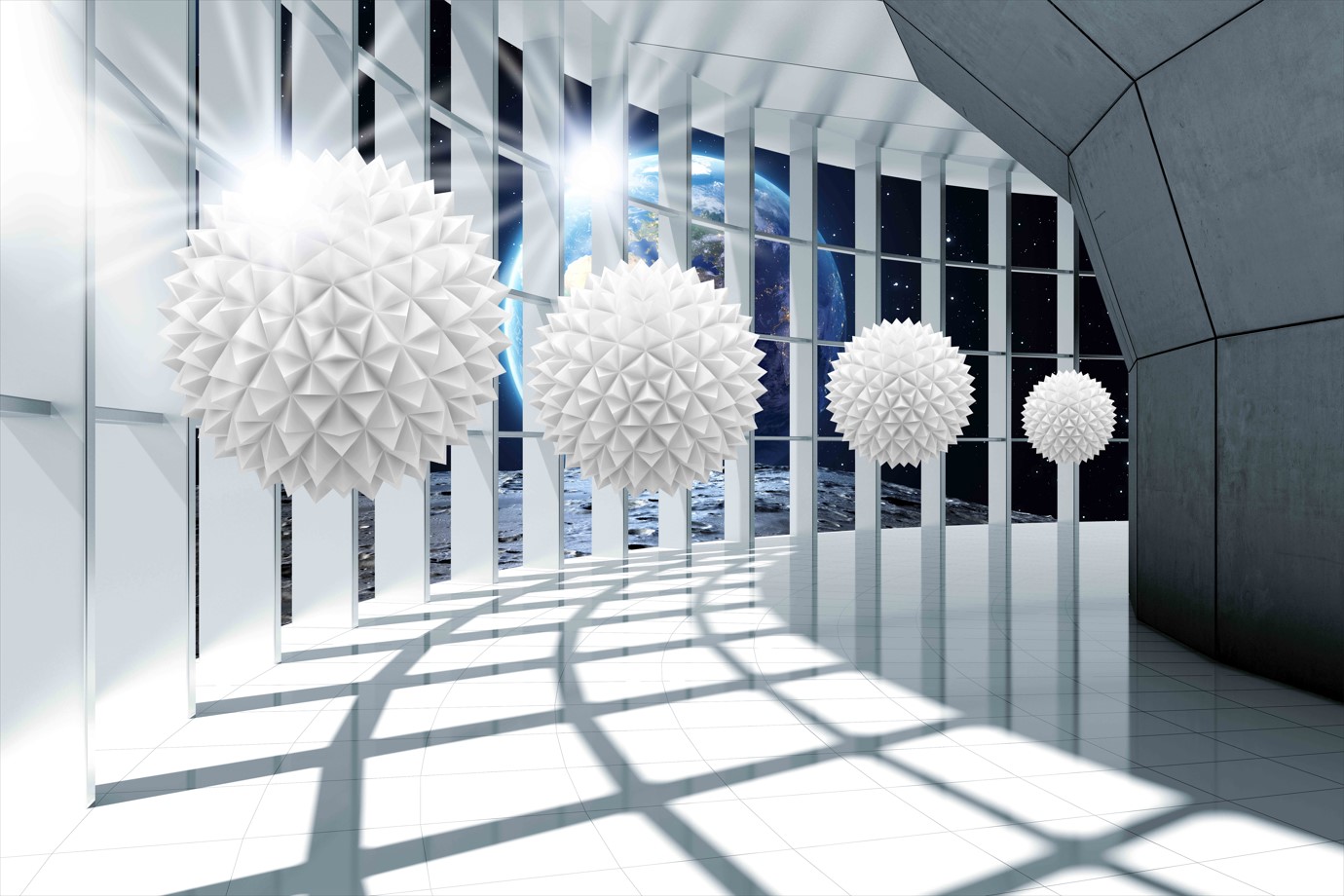 Fototapet sol pe un fundal de bile plonjând în perspectivă