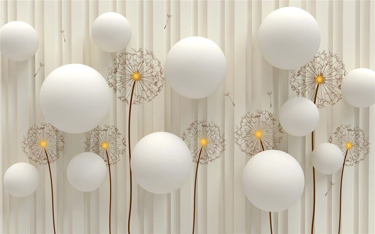 Fototapet compoziție cu icre albe, decorată cu bile