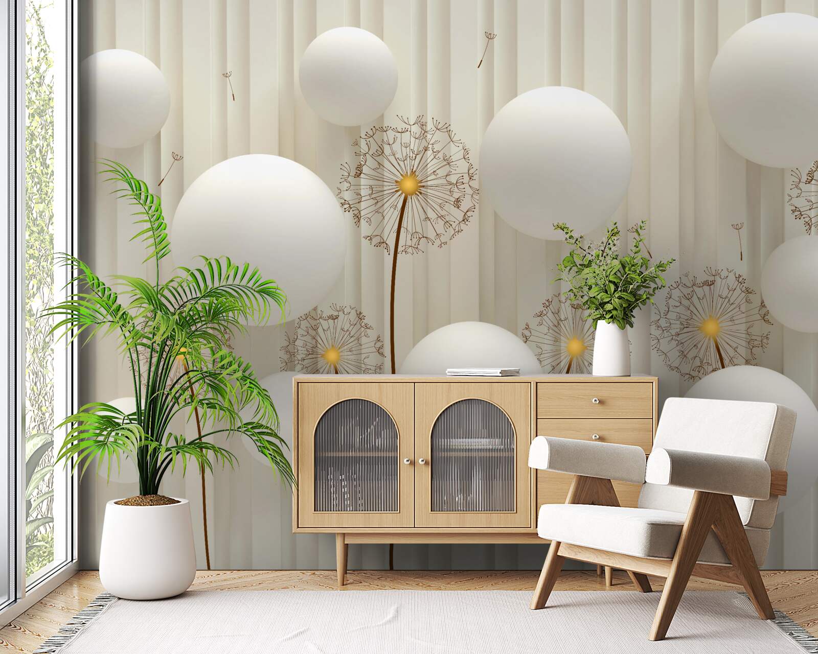 Fototapet compoziție cu icre albe, decorată cu bile