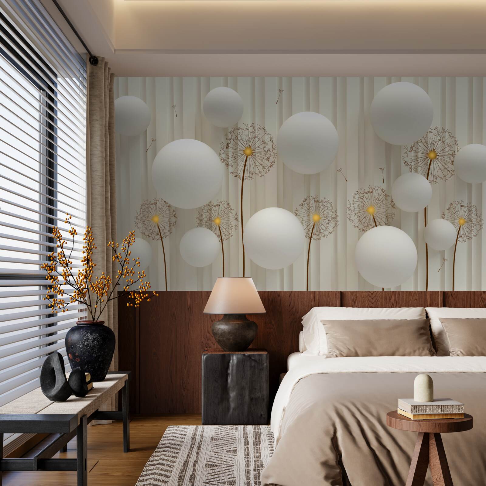 Fototapet compoziție cu icre albe, decorată cu bile