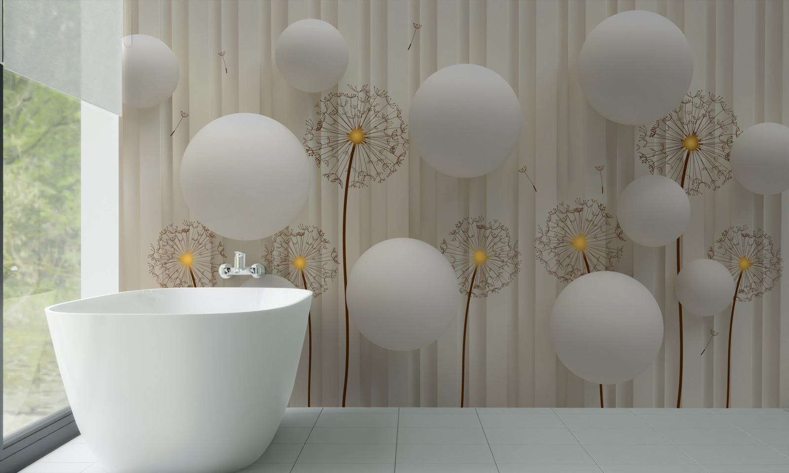 Fototapet compoziție cu icre albe, decorată cu bile