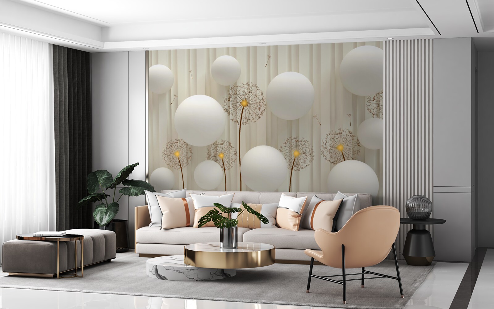 Fototapet compoziție cu icre albe, decorată cu bile