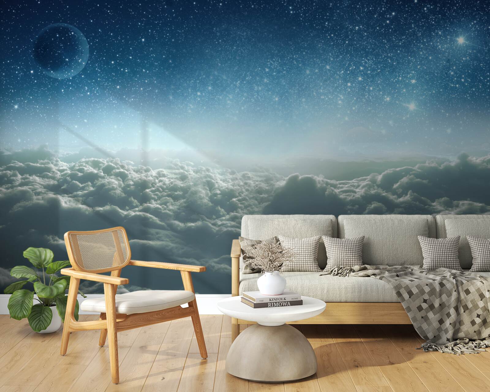 Fototapet încântătoare măreții nori pe o noapte înstelată