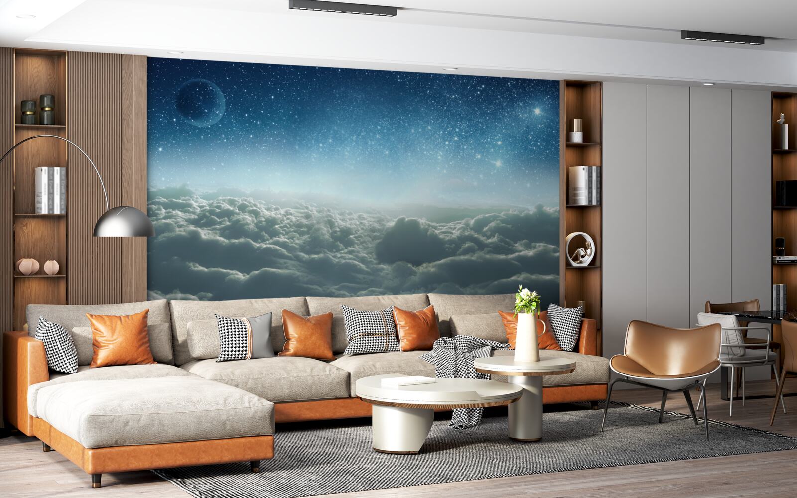 Fototapet încântătoare măreții nori pe o noapte înstelată