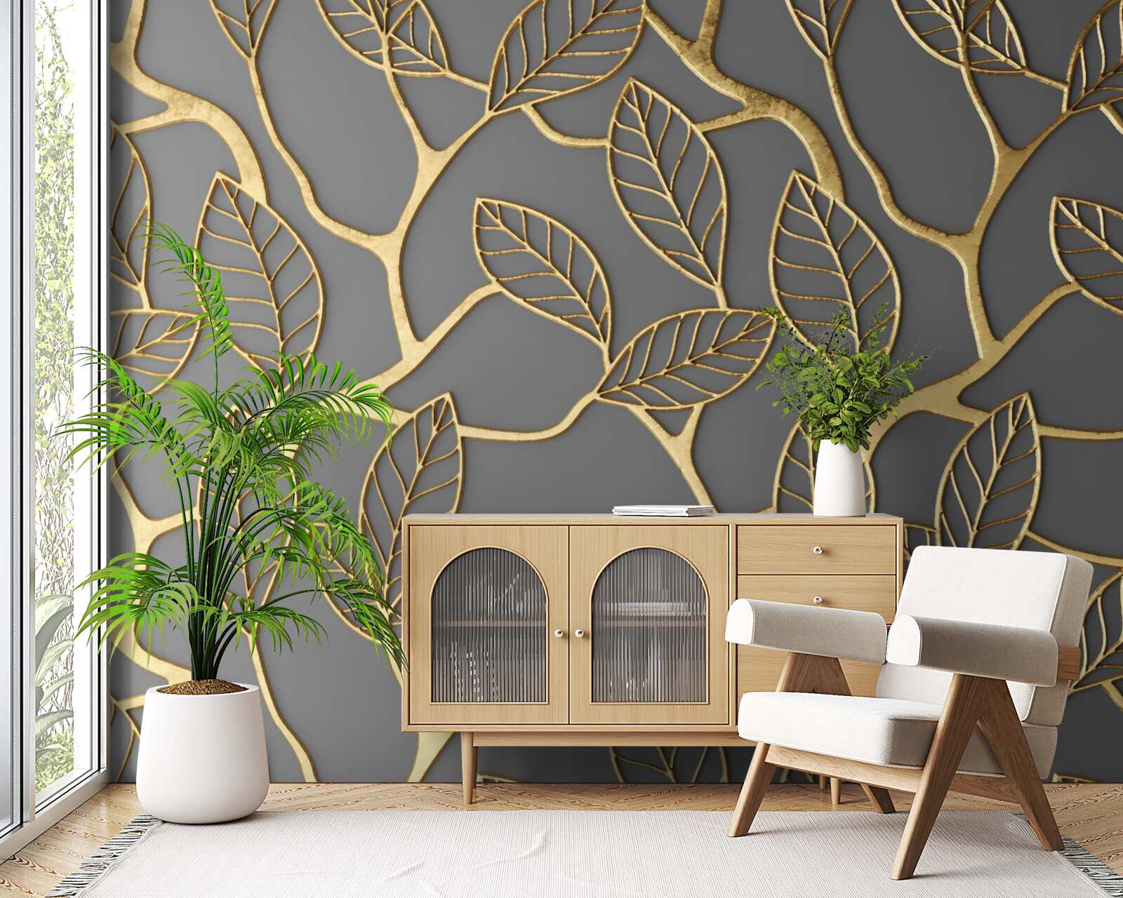 Fototapet textura maro a ramurilor și frunzelor