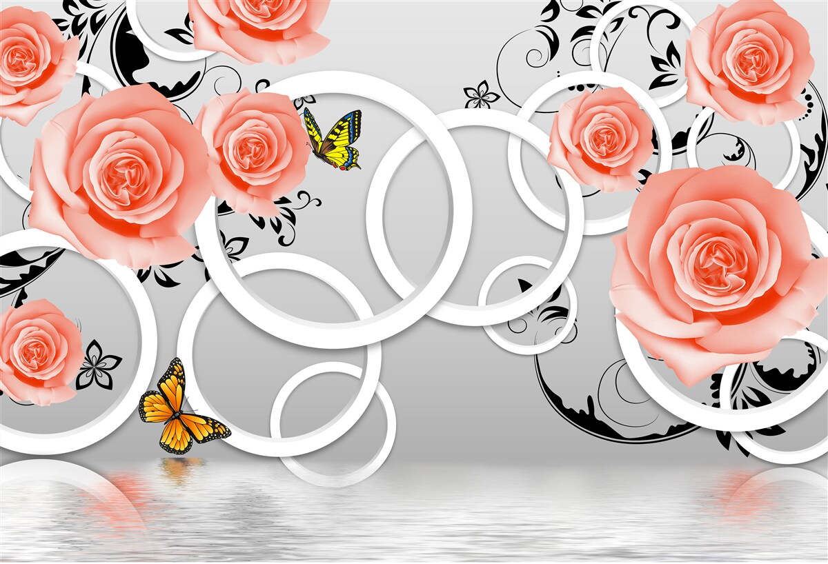 Fototapet muguri delicați de trandafiri piersici