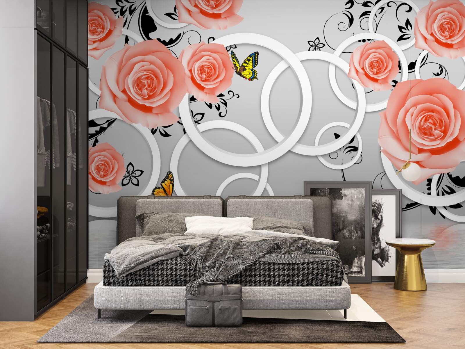 Fototapet muguri delicați de trandafiri piersici