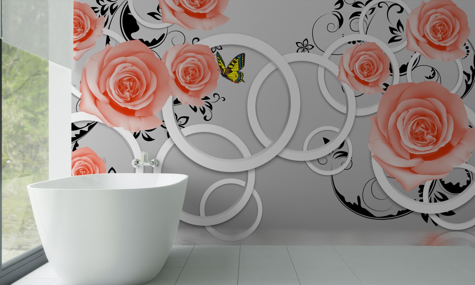 Fototapet muguri delicați de trandafiri piersici