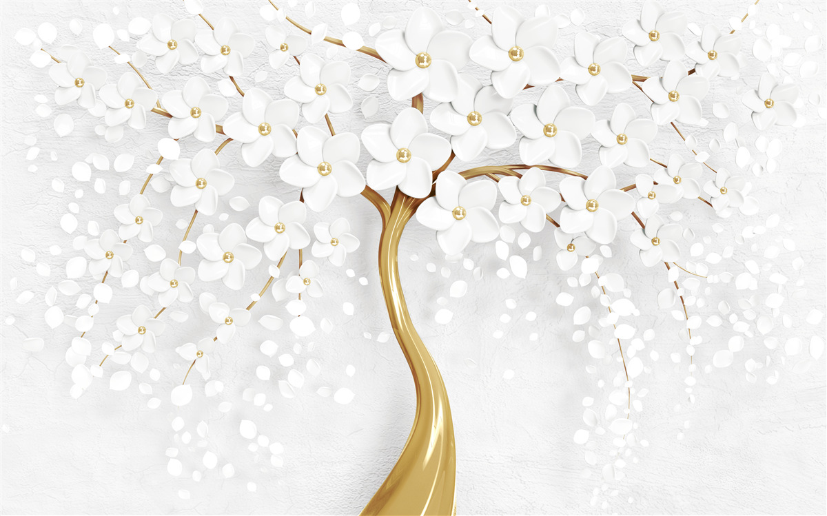 Fototapet flori albe au înflorit deja pe copac