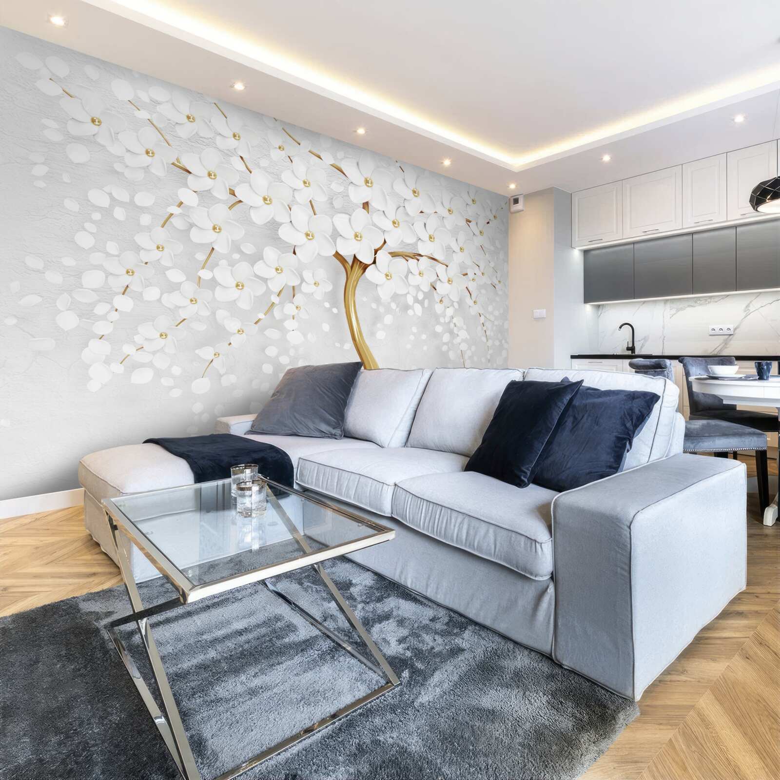 Fototapet flori albe au înflorit deja pe copac