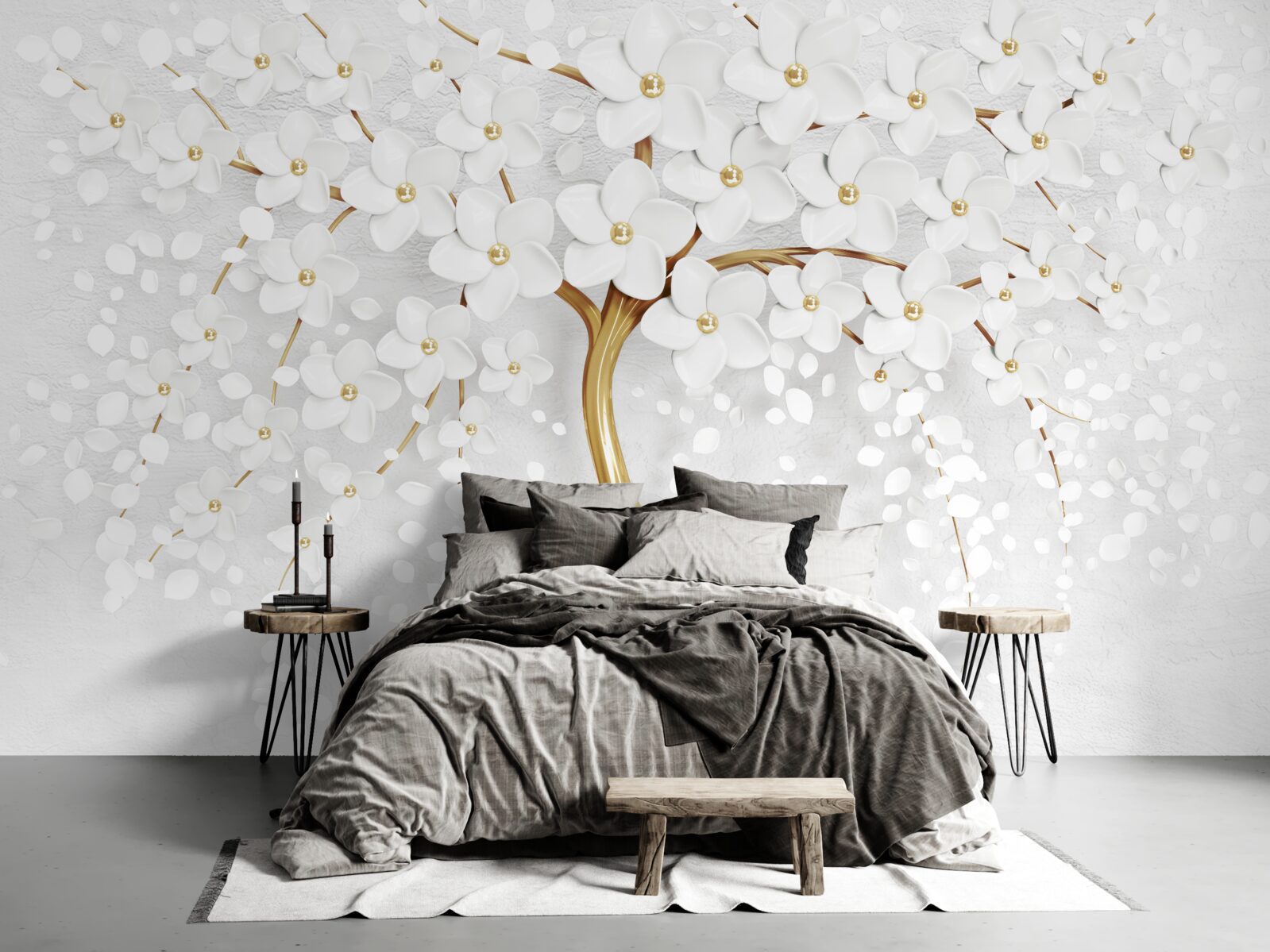 Fototapet flori albe au înflorit deja pe copac