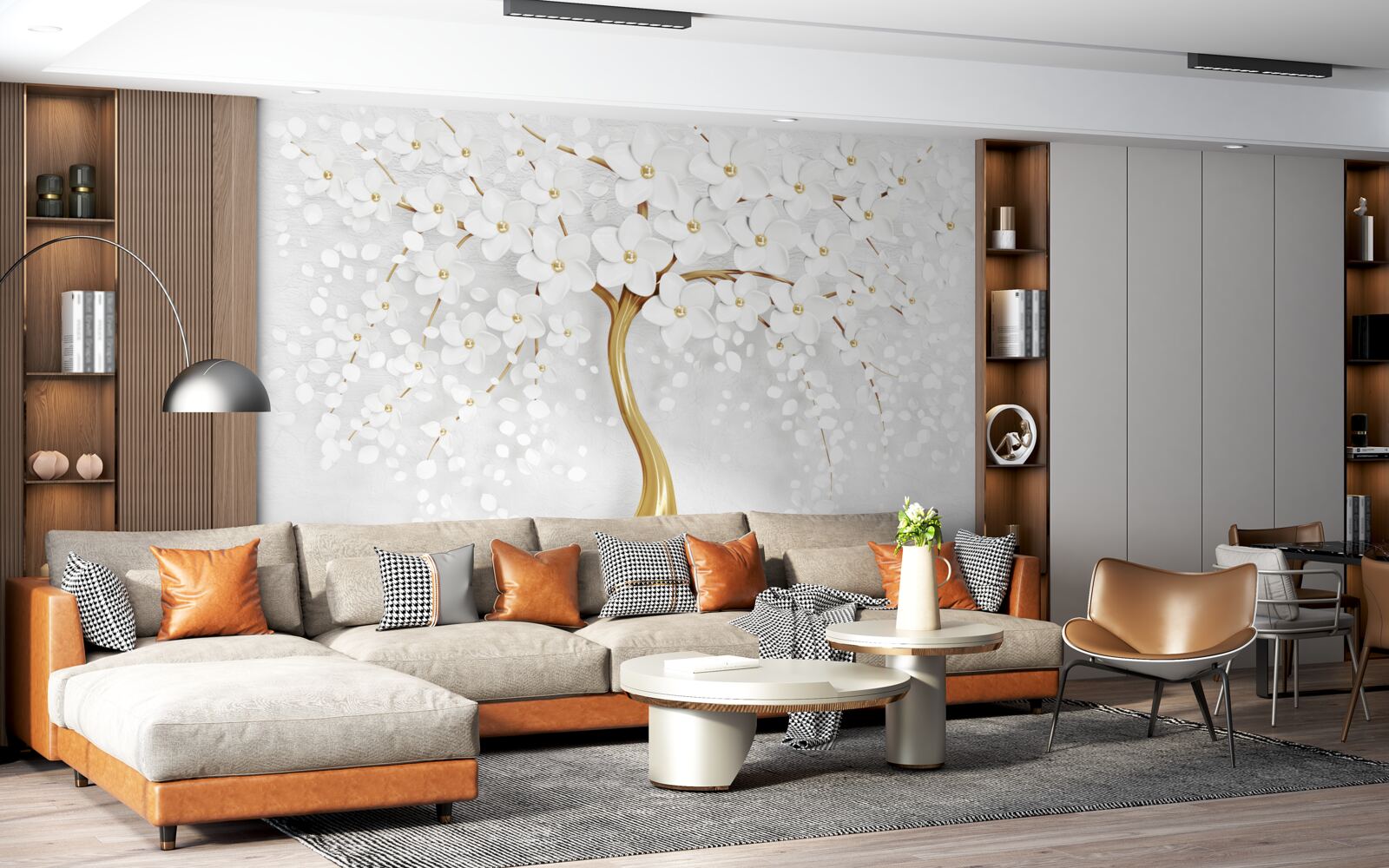 Fototapet flori albe au înflorit deja pe copac