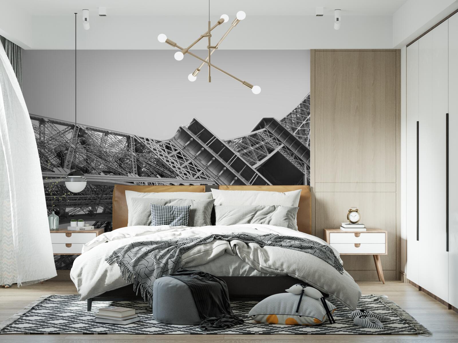 Fototapet vedere alb-negru a turnului eiffel de jos