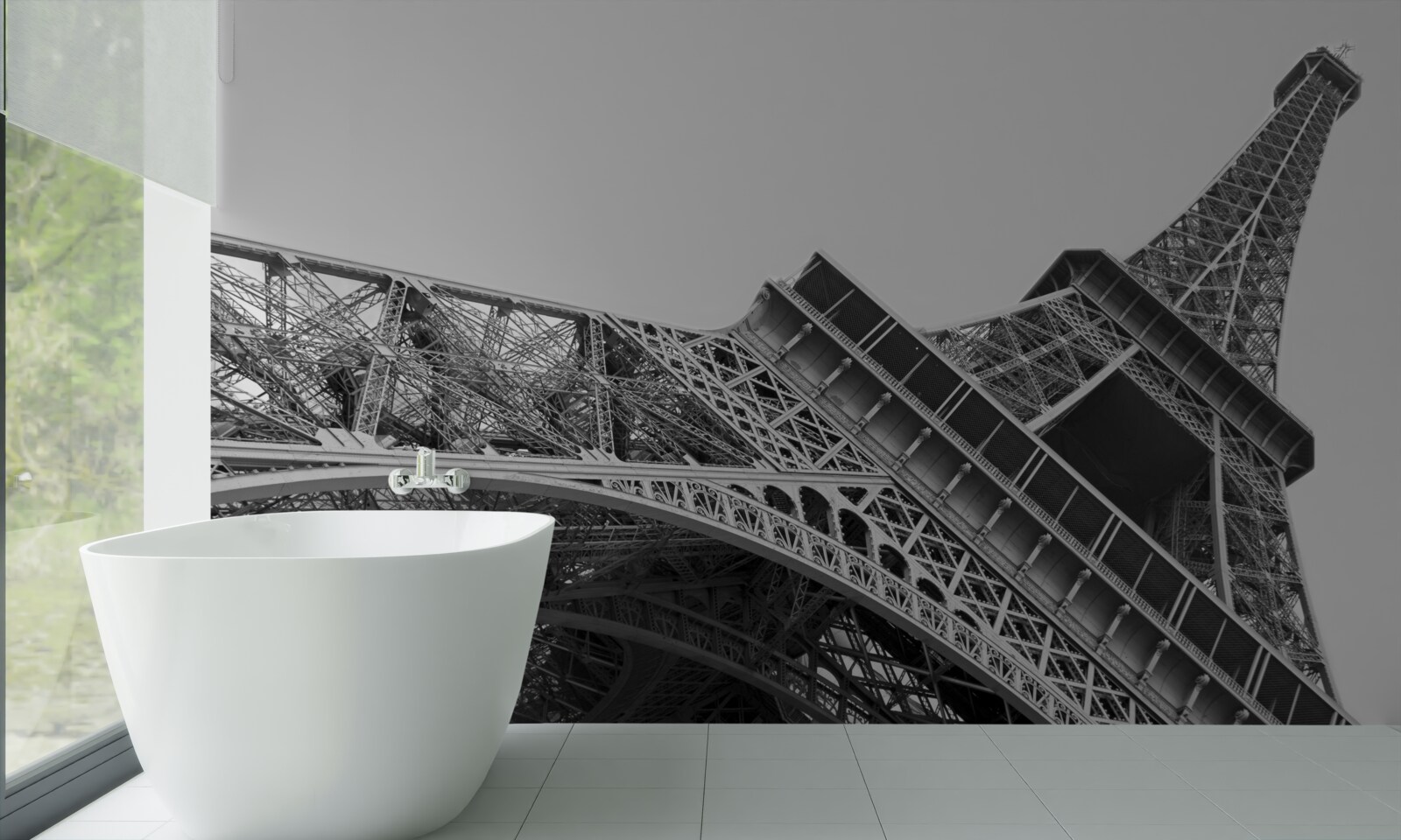 Fototapet vedere alb-negru a turnului eiffel de jos