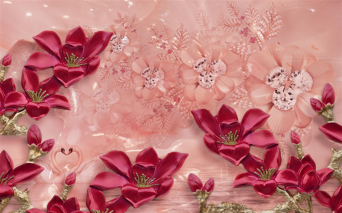 Fototapet culorile sunt roșu pe mătase roz