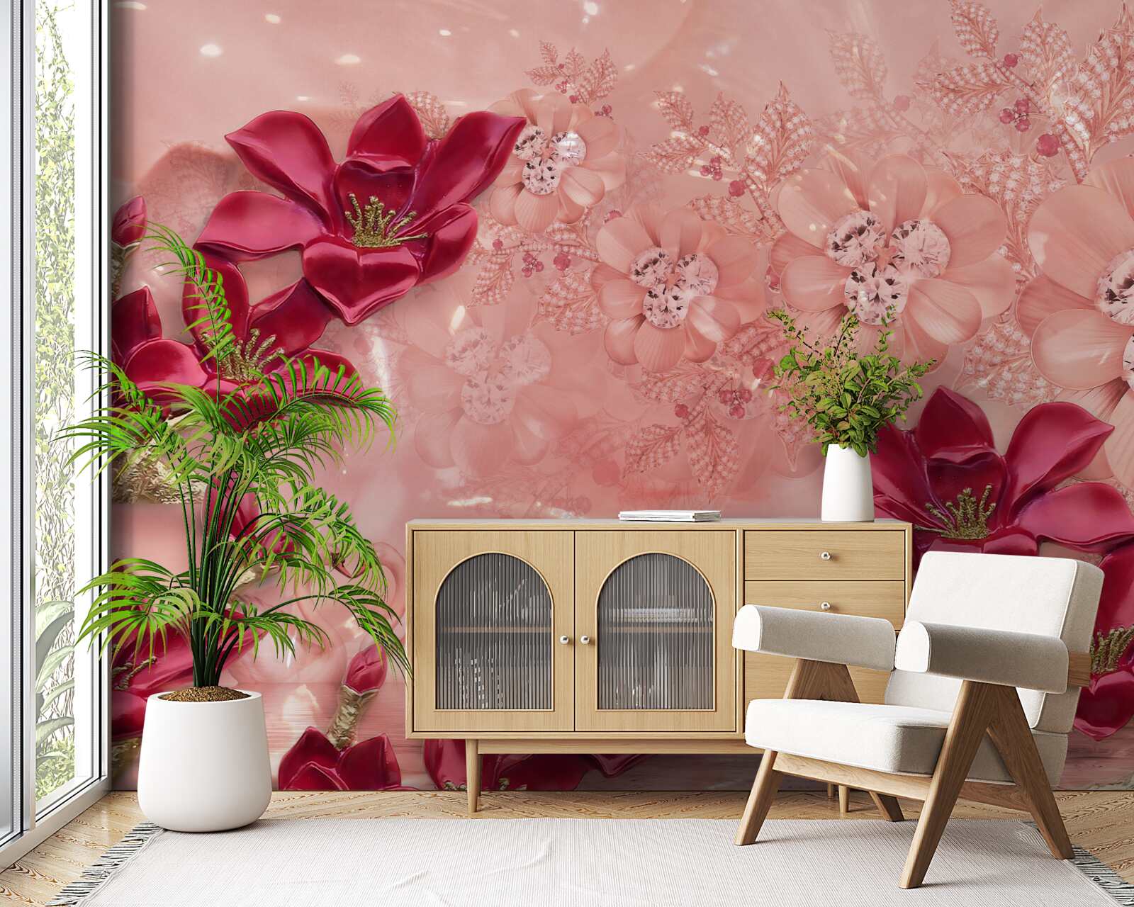 Fototapet culorile sunt roșu pe mătase roz