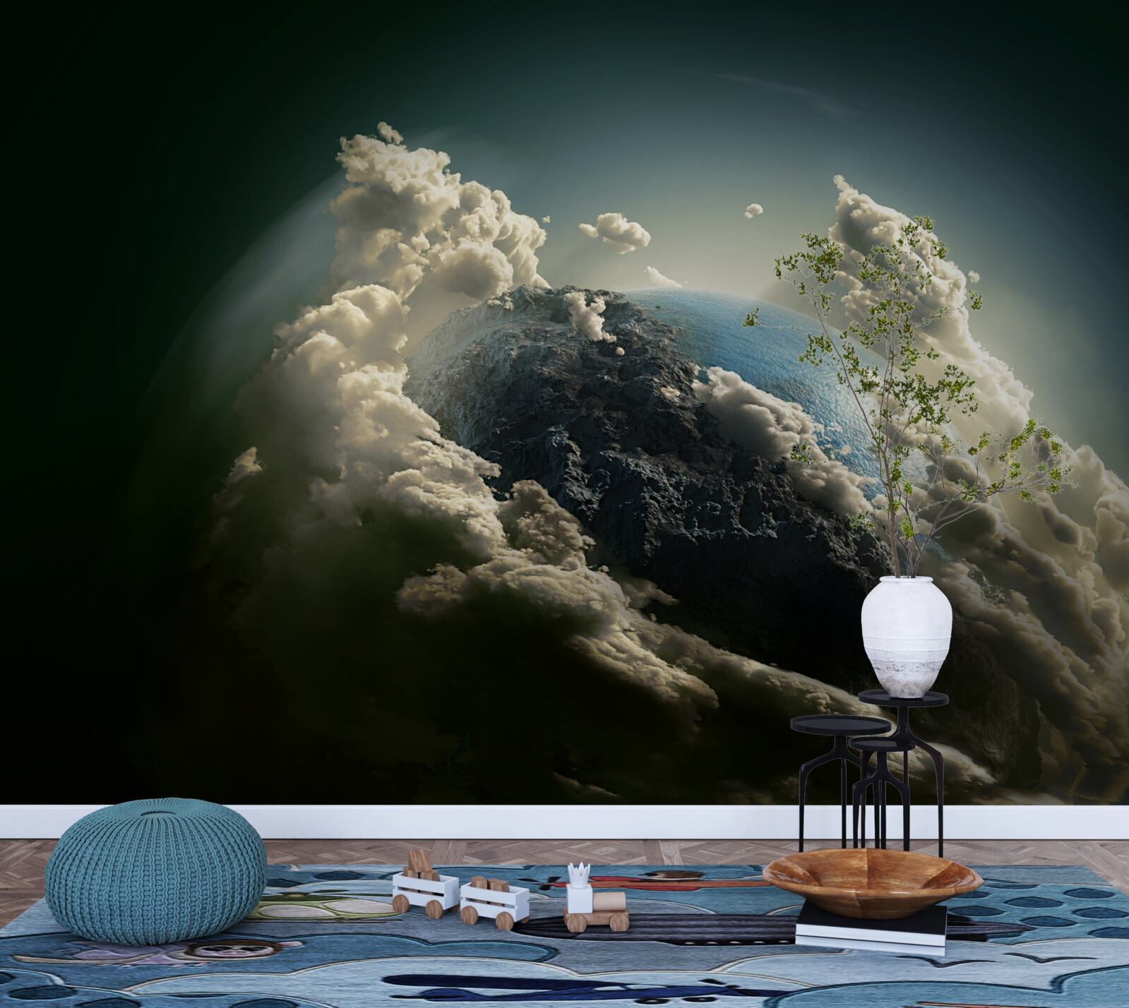 Fototapet pământul străpunge învelișul de nori