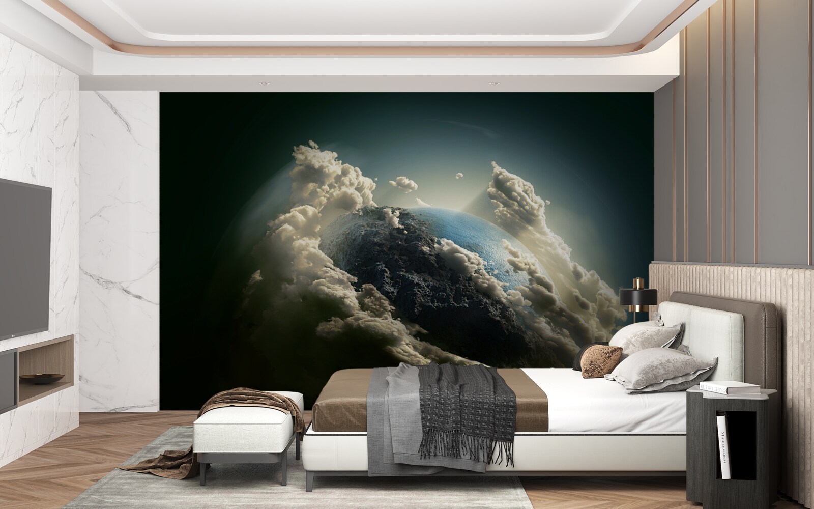 Fototapet pământul străpunge învelișul de nori