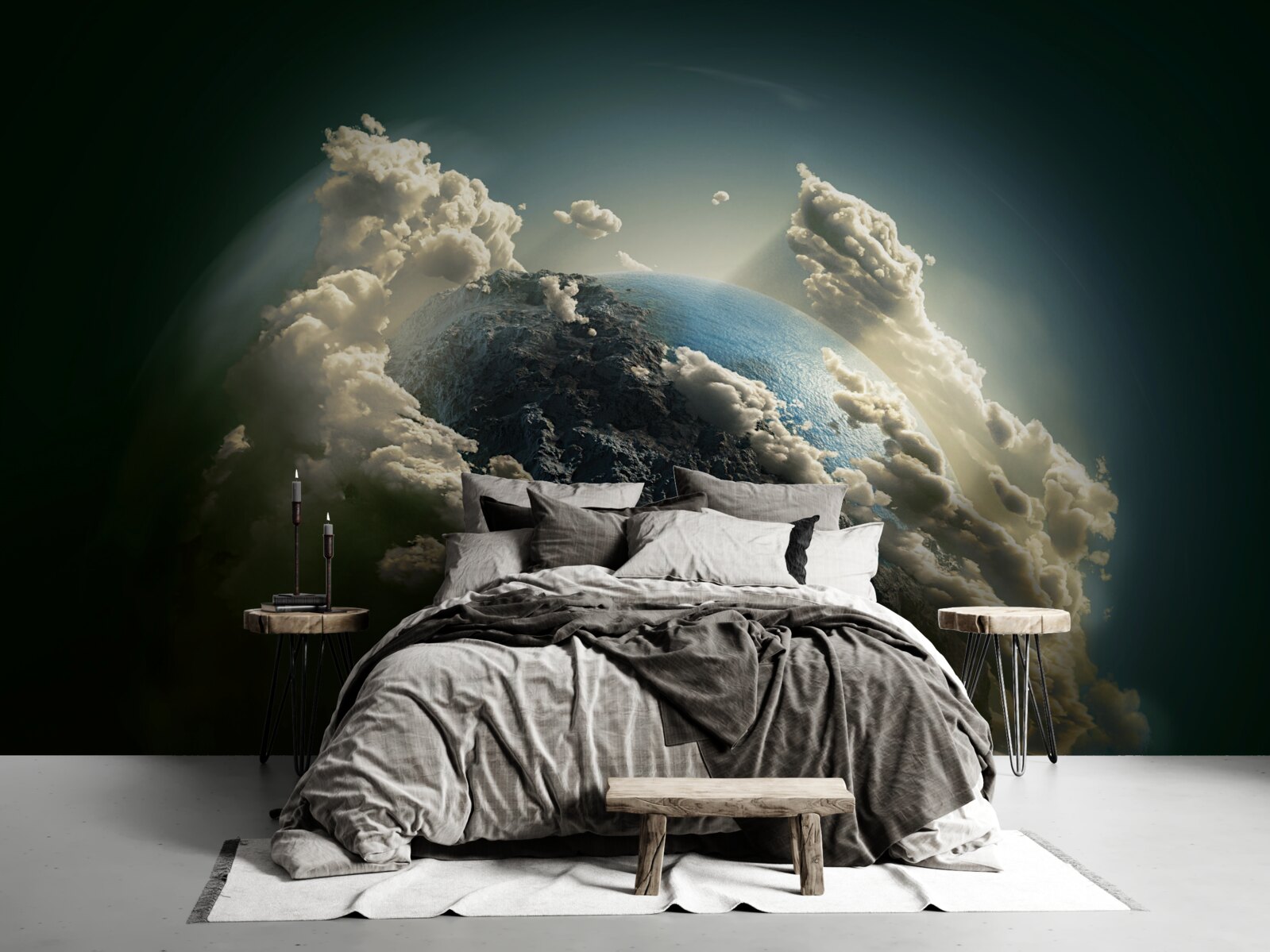 Fototapet pământul străpunge învelișul de nori