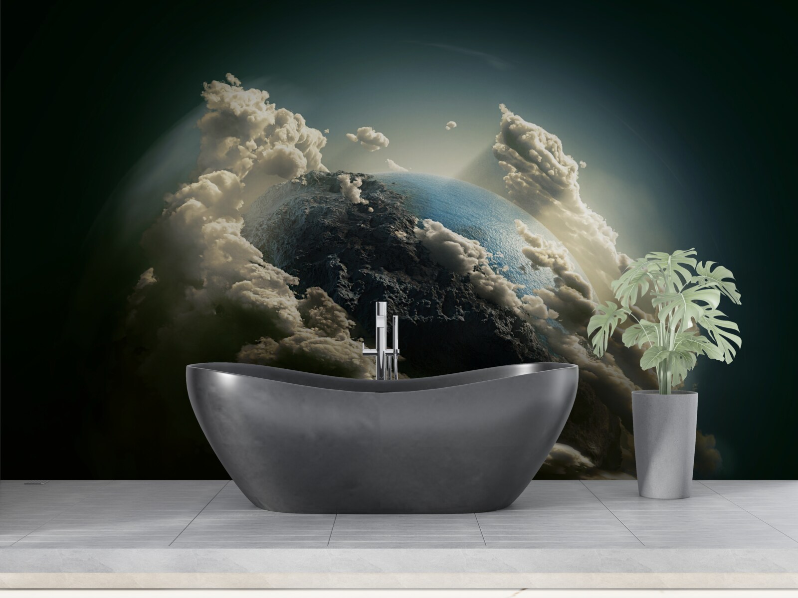 Fototapet pământul străpunge învelișul de nori