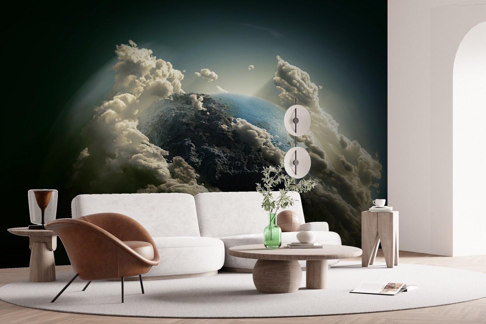 Fototapet pământul străpunge învelișul de nori