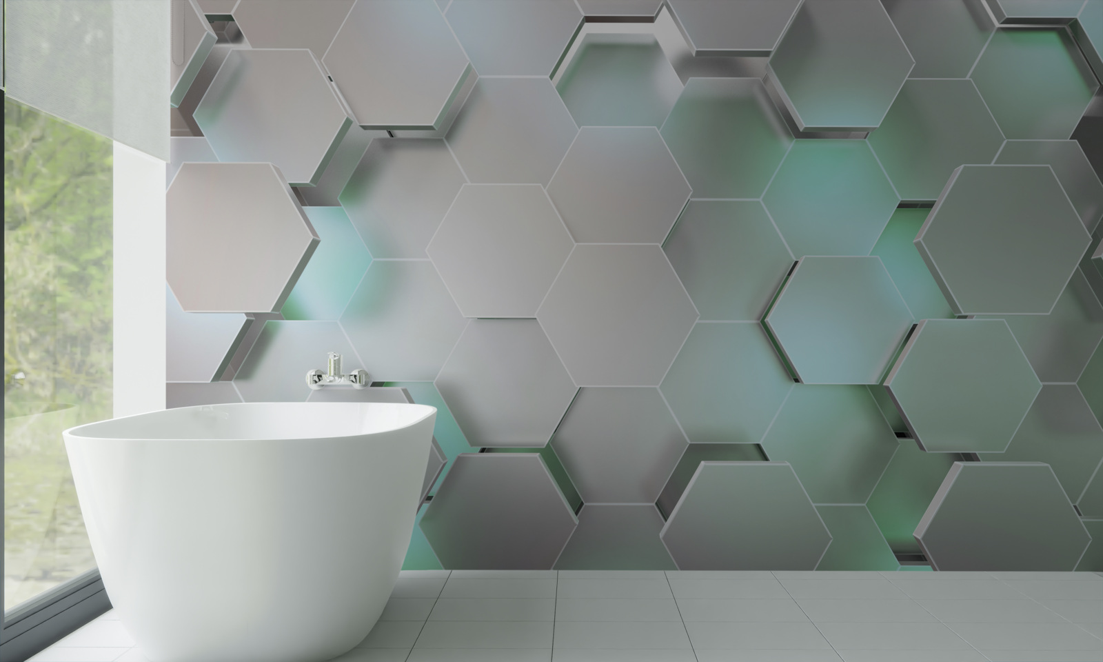 Fototapet celule hexagonale cu efect de lumină