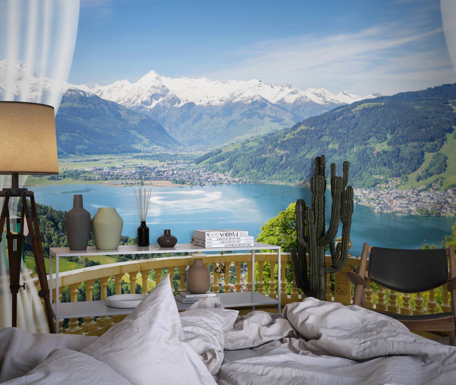 Fototapet balcon confortabil cu panoramă magnifică