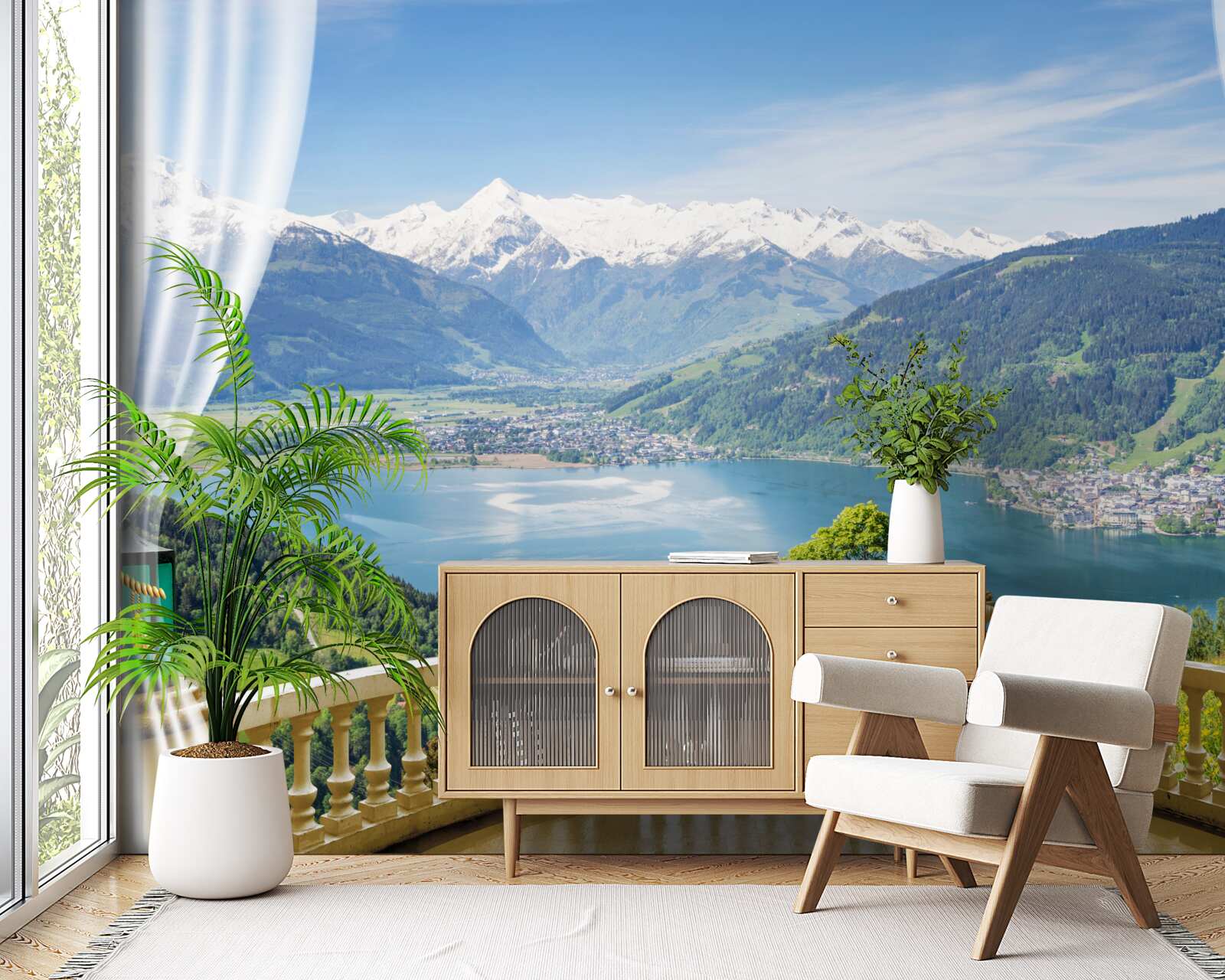 Fototapet balcon confortabil cu panoramă magnifică