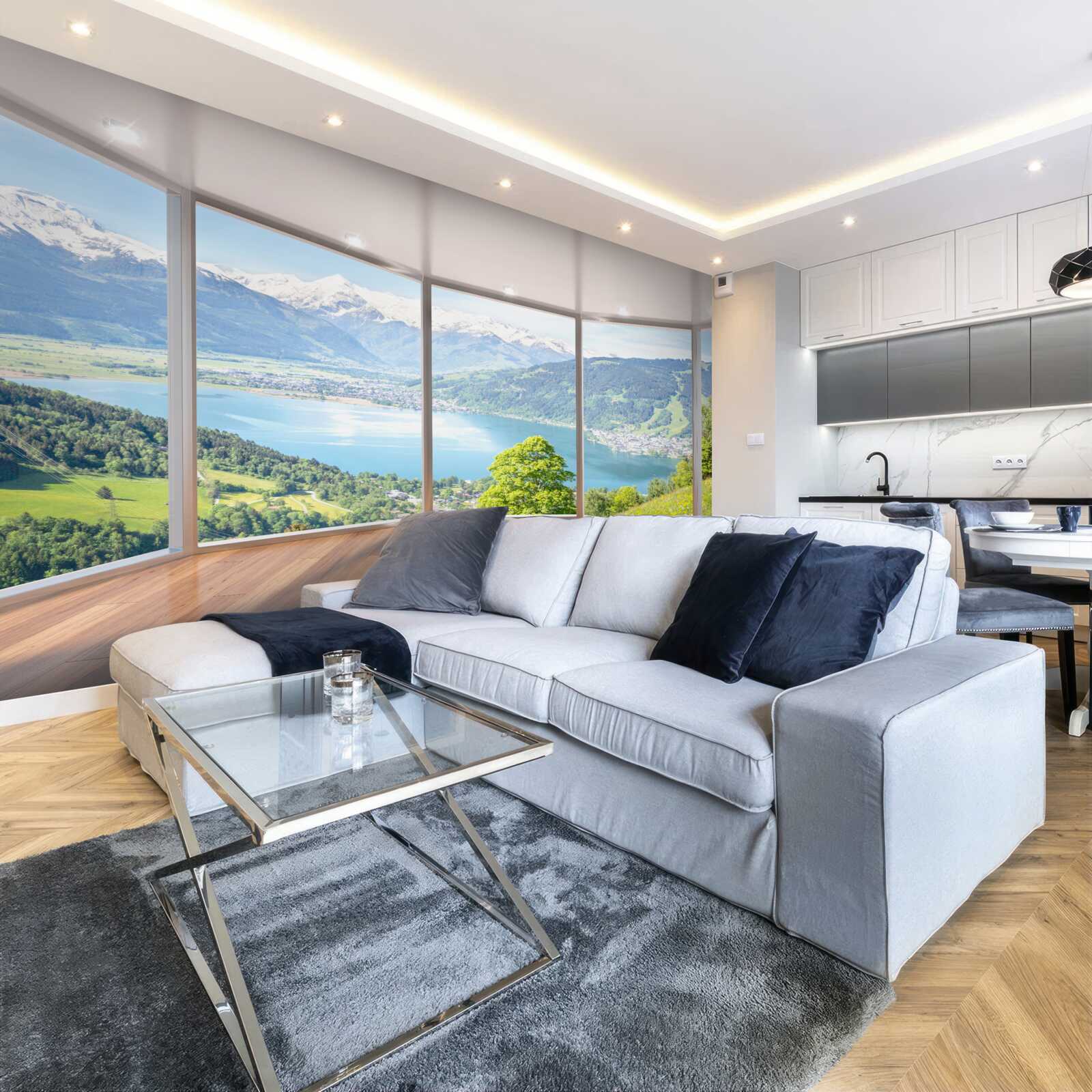 Fototapet vedere la munți de pe terasă