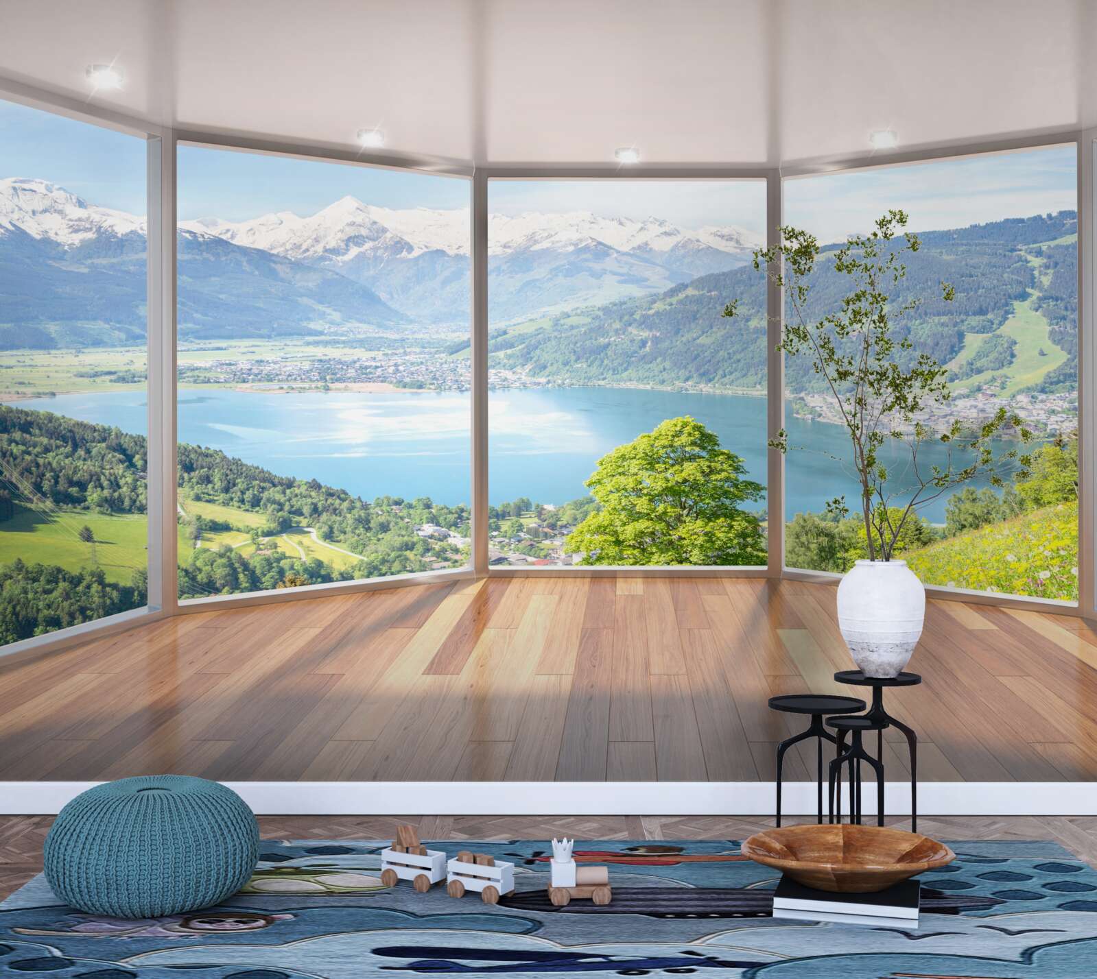 Fototapet vedere la munți de pe terasă