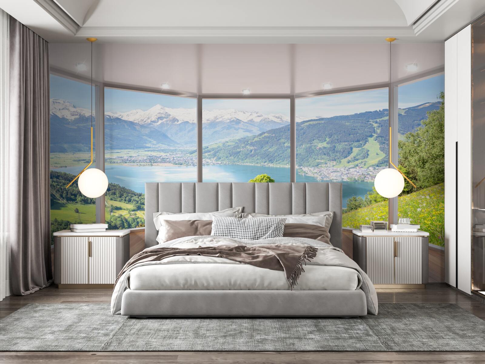 Fototapet vedere la munți de pe terasă