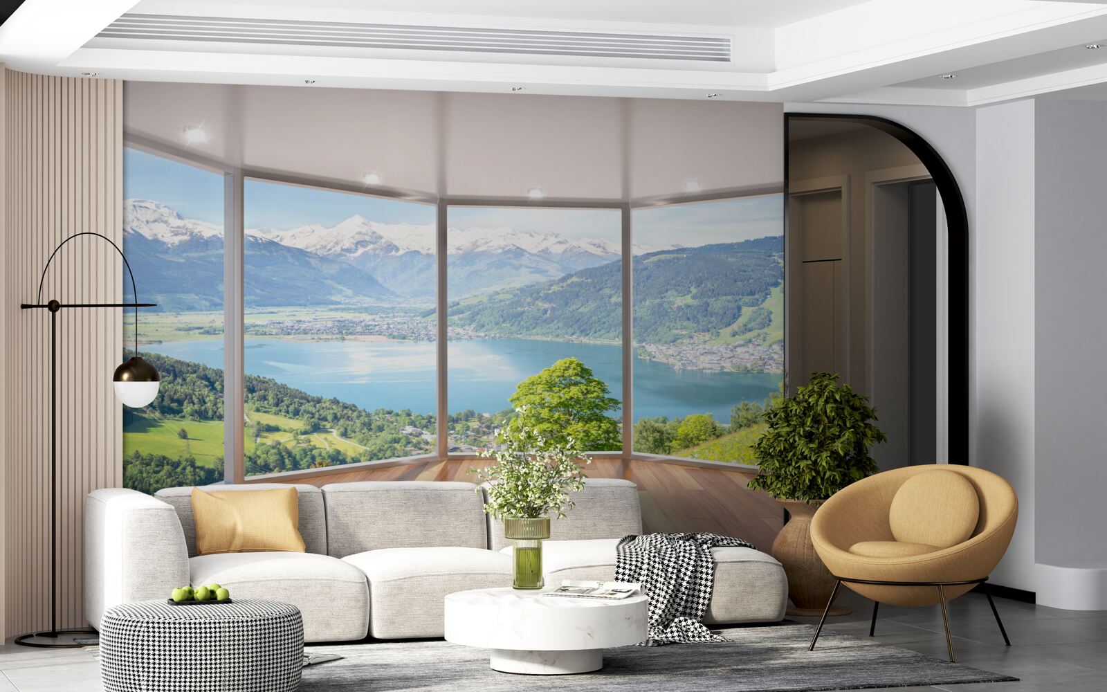 Fototapet vedere la munți de pe terasă