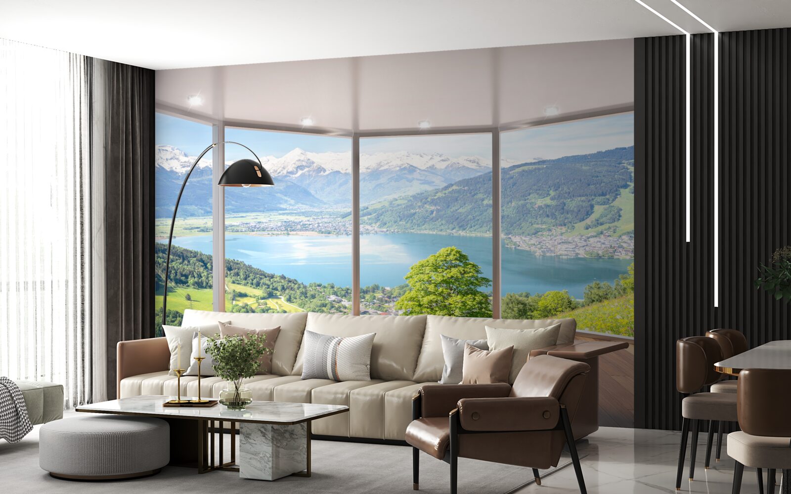 Fototapet vedere la munți de pe terasă