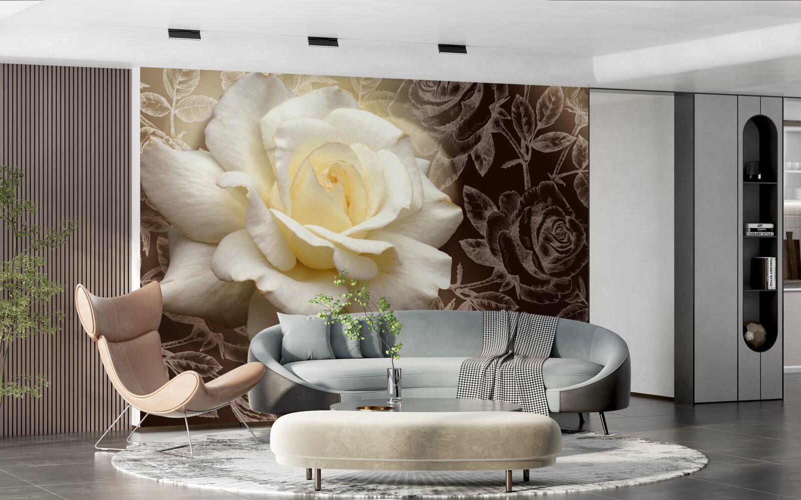 Fototapet trandafir alb mare