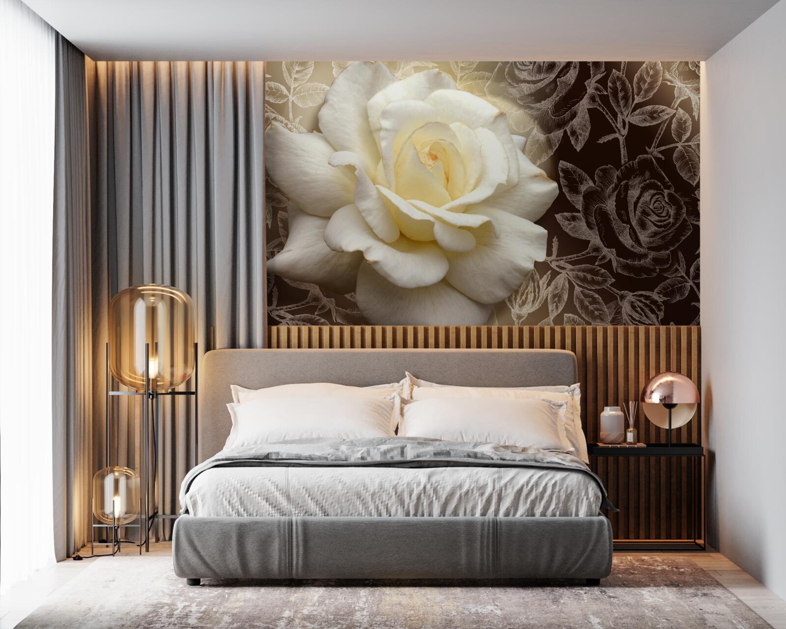 Fototapet trandafir alb mare