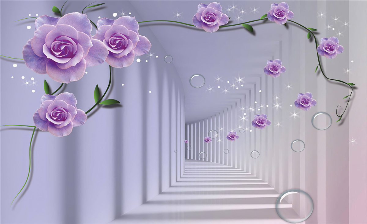 Fototapet hol decorat în nuanțe de liliac