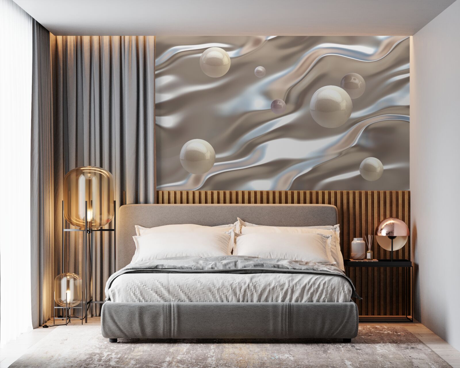 Fototapet mamă de perlă pe mătase