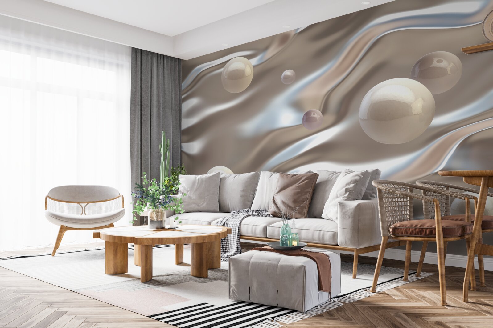 Fototapet mamă de perlă pe mătase