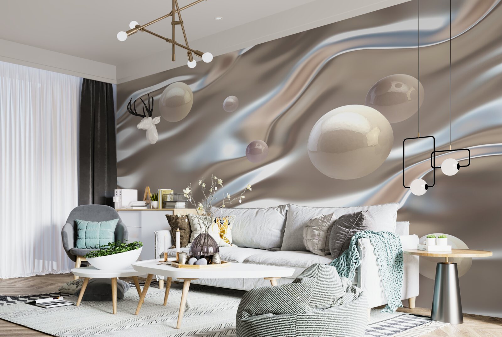 Fototapet mamă de perlă pe mătase