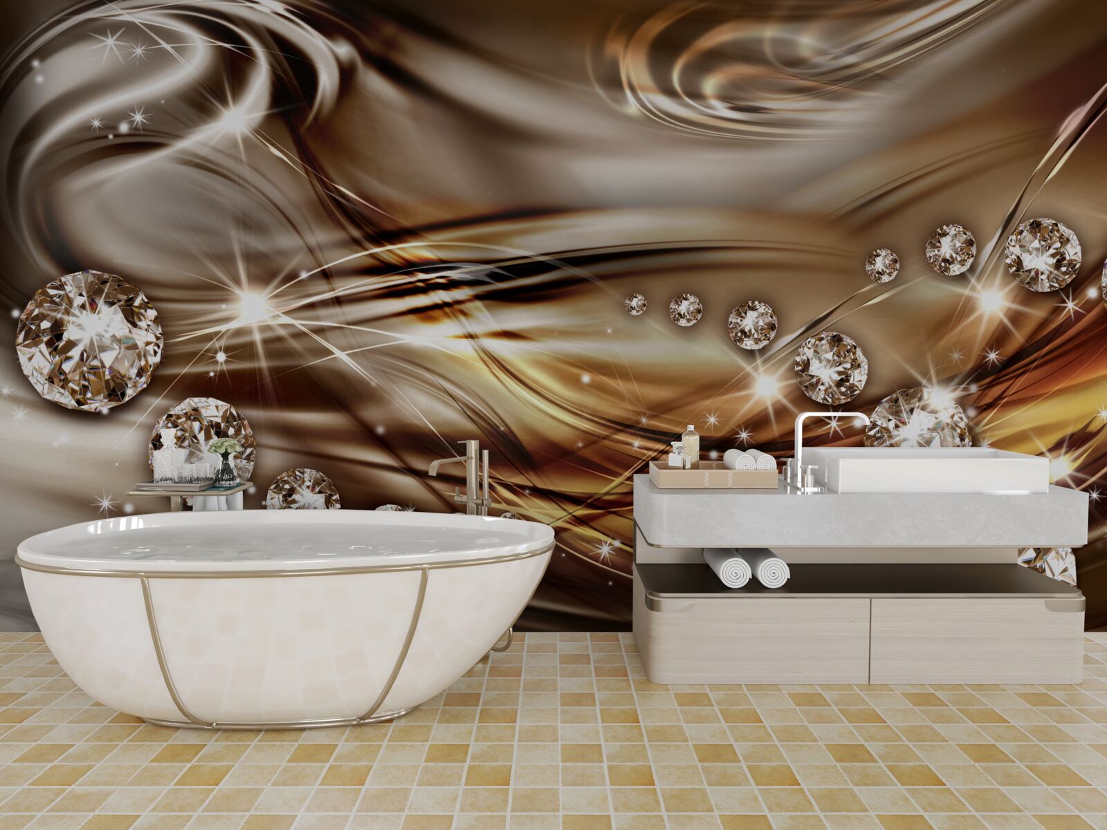 Fototapet bijuterii din aur și pietre prețioase