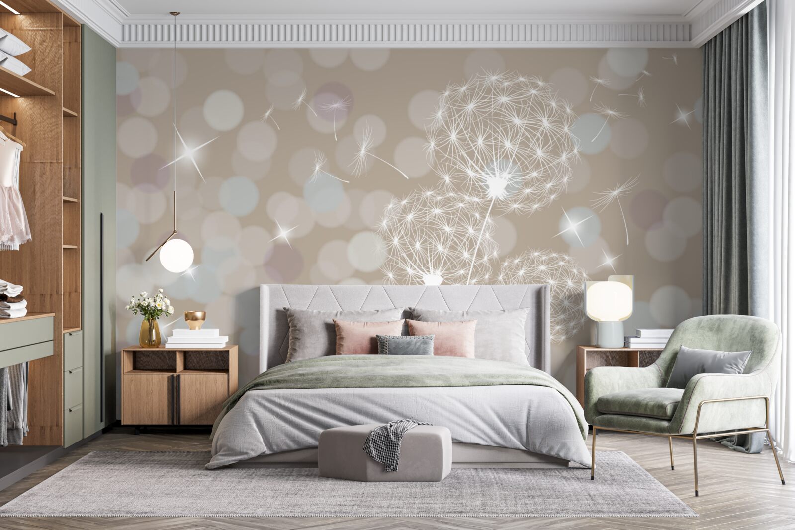 Fototapet petală de păpădie, ușoară ca o pană