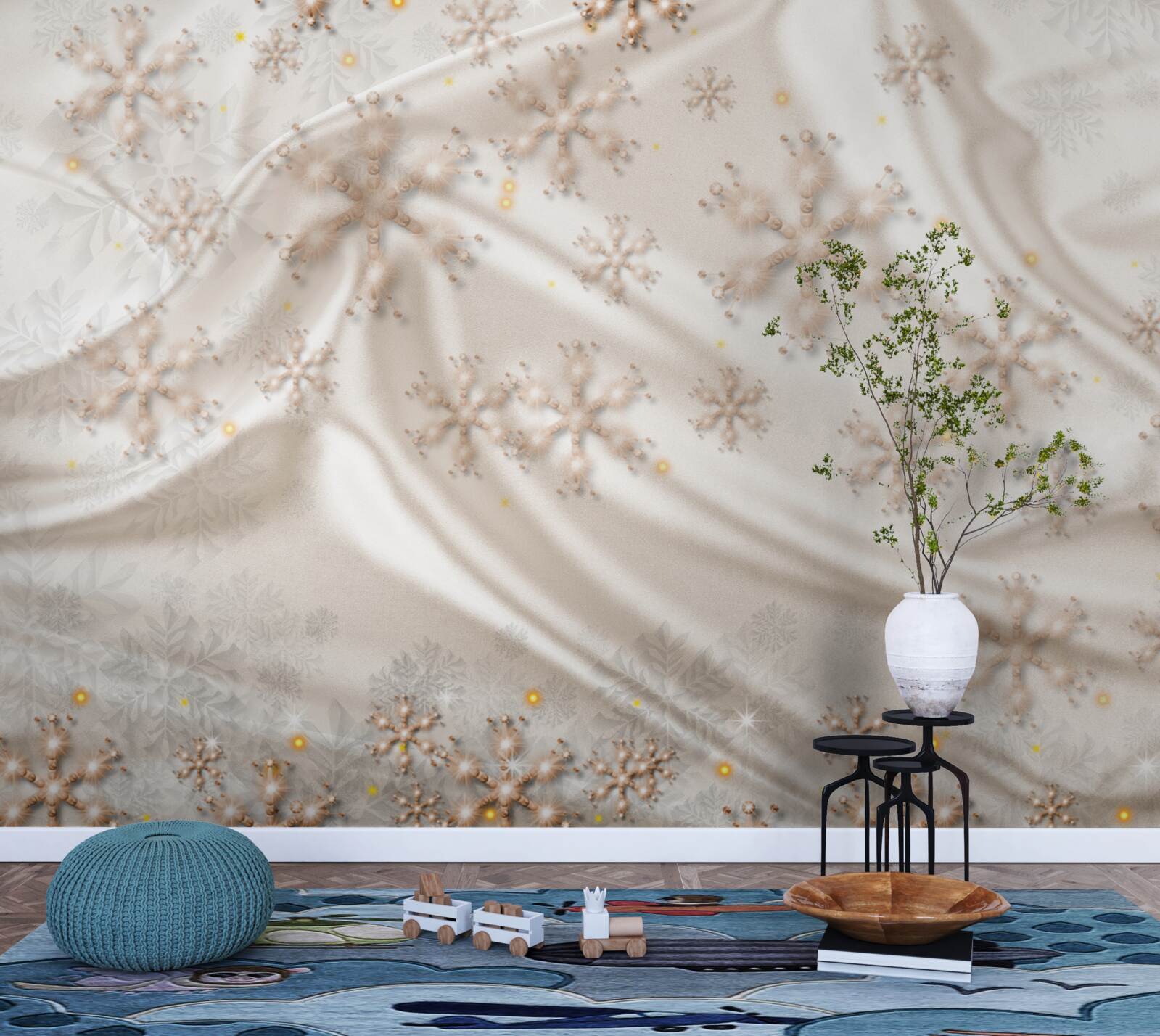 Fototapet fulgi de zăpadă încântători pe mătase luminoasă