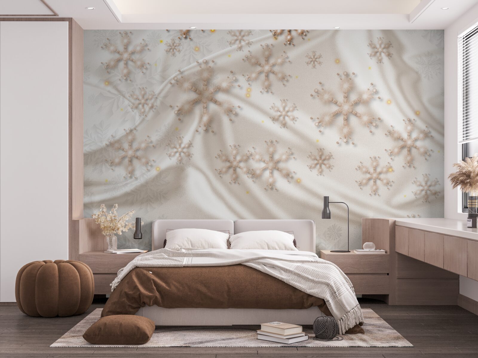 Fototapet fulgi de zăpadă încântători pe mătase luminoasă