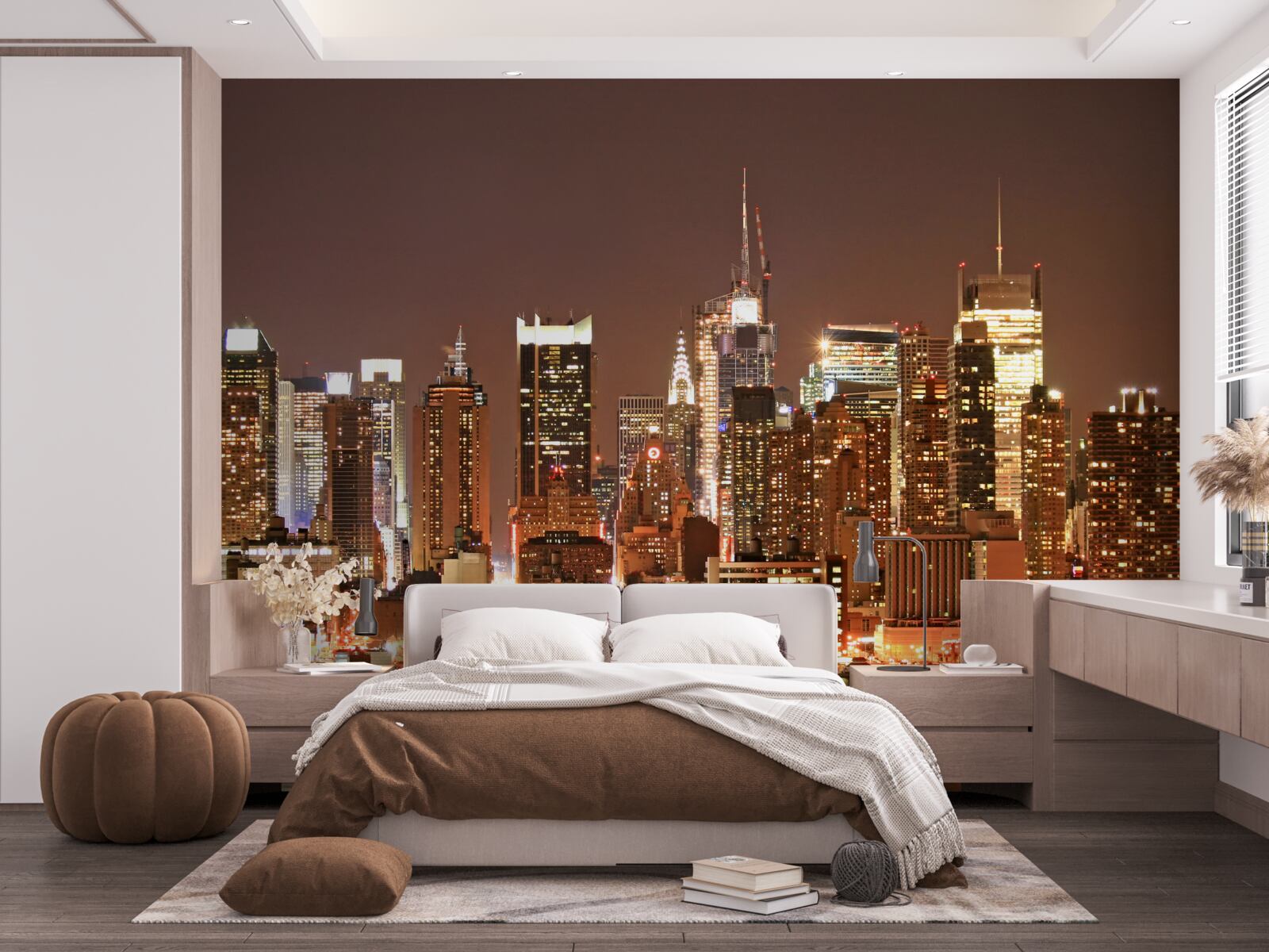 Fototapet oraș modernizat noaptea și zgârie-nori