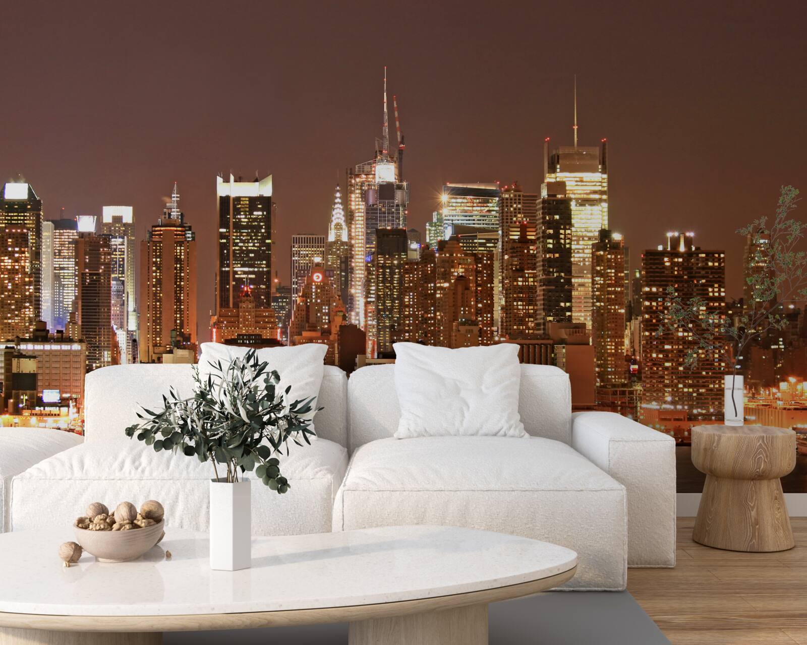 Fototapet oraș modernizat noaptea și zgârie-nori