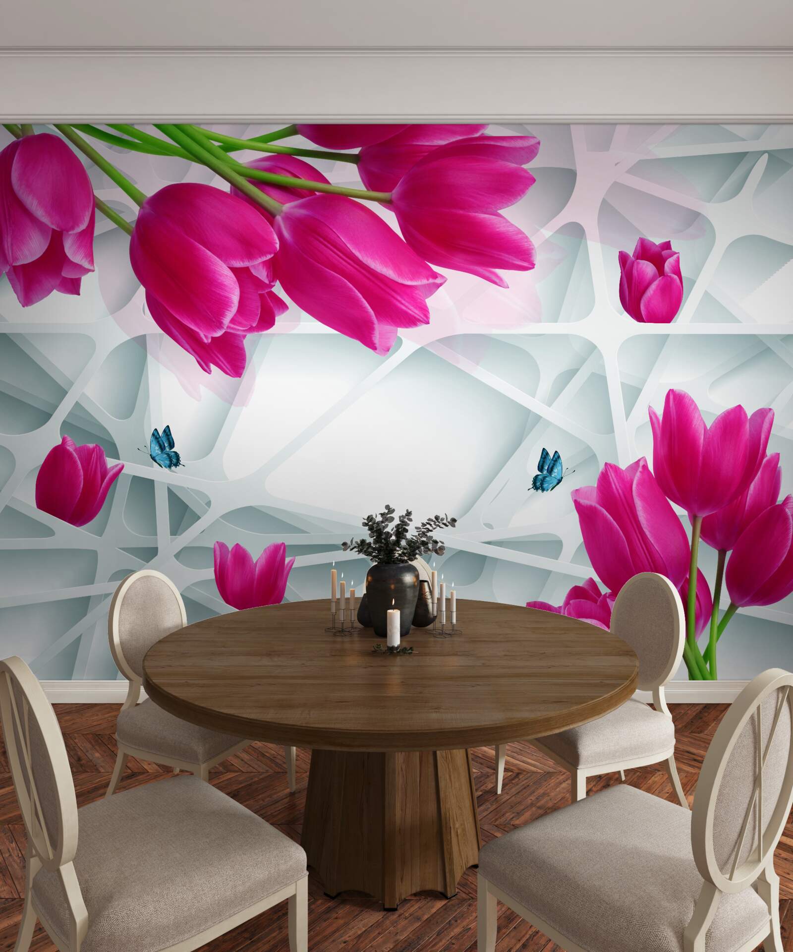 Fototapet muguri magnifici de lalele roz