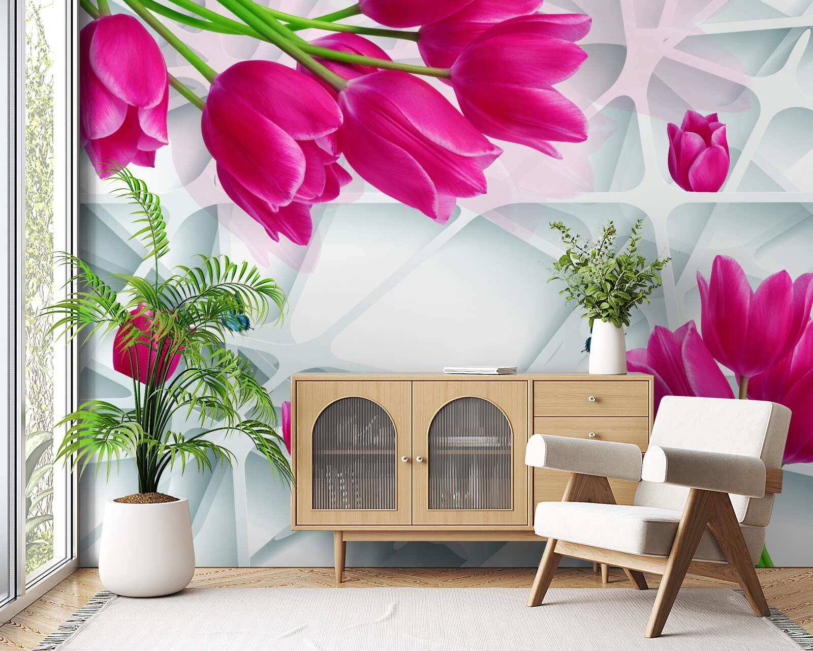 Fototapet muguri magnifici de lalele roz