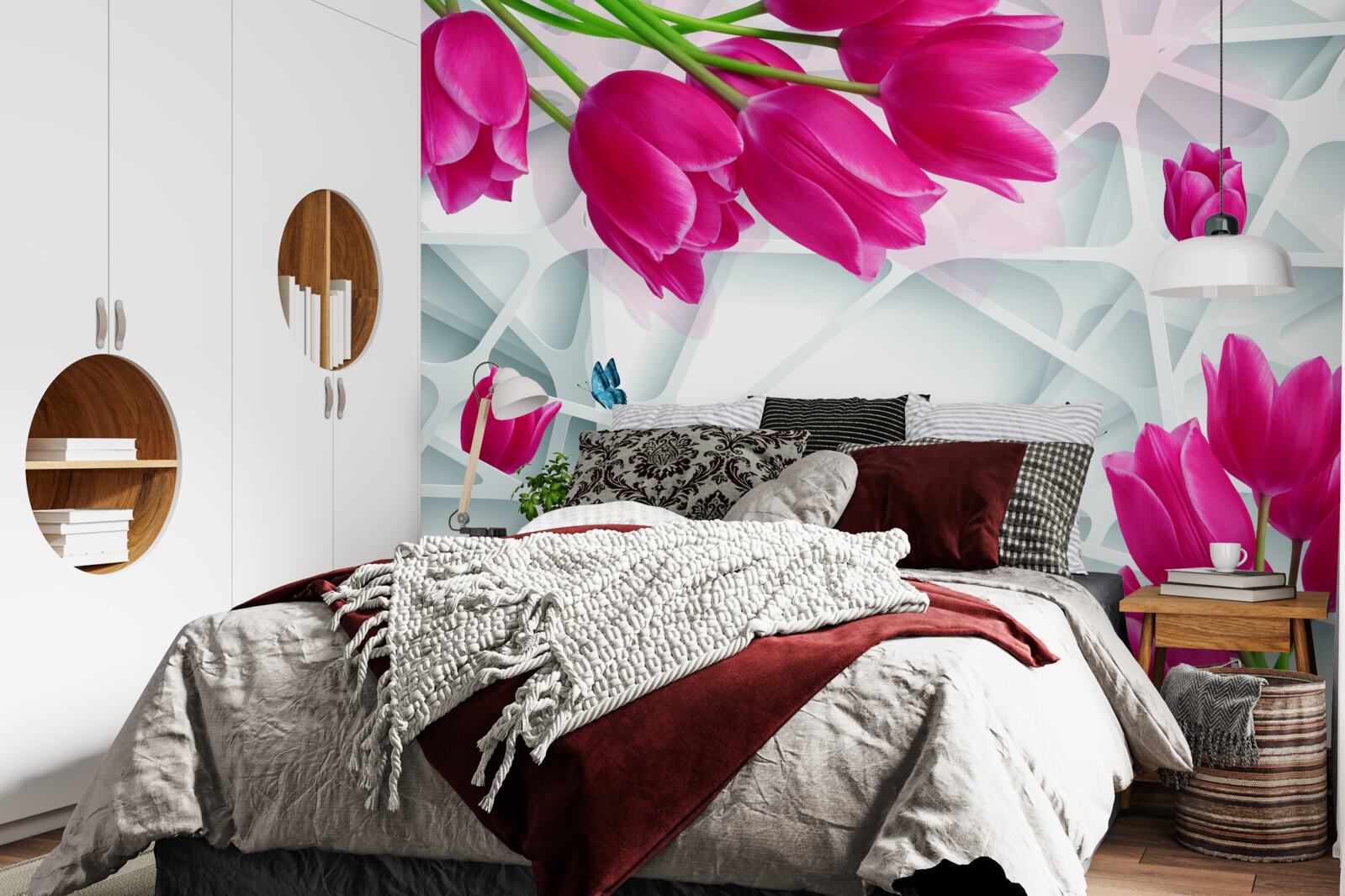 Fototapet muguri magnifici de lalele roz